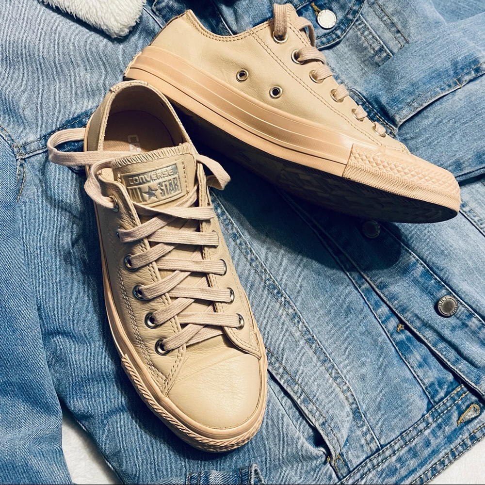 Converse All Star Leather Khaki Low Top Sneakers Women’s Size 7